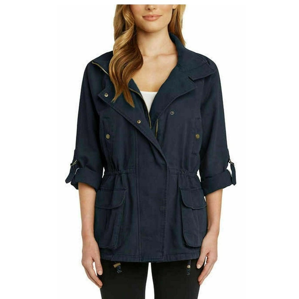 Matty M Canvas Anorak Jacket Roll Sleeves Navy